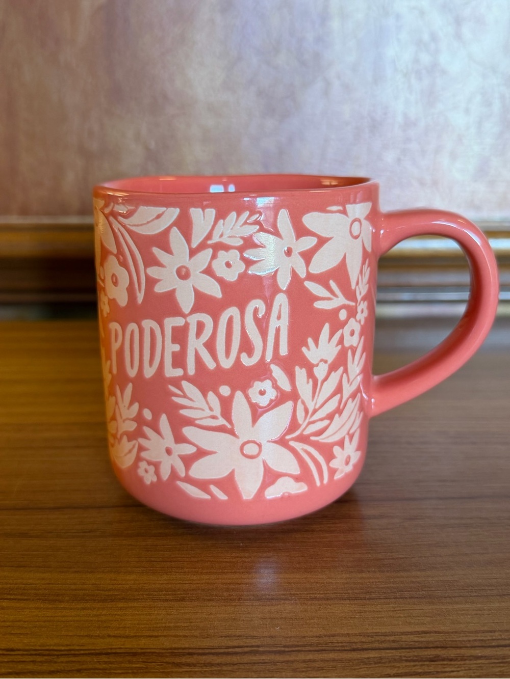 Opalhouse Target Poderosa Stoneware Coffee Mug Coral Pink Floral 16oz - Picture 2 of 6